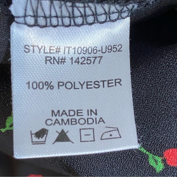 IRIS Women size Medium Black cherry print long sleeve off shoulder ruched blouse - Picture 8 of 8